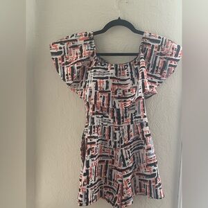 Like New  love...ady Asymmetrical Dress in Black, White, and Red Abstract Print